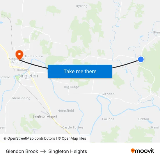 Glendon Brook to Singleton Heights map