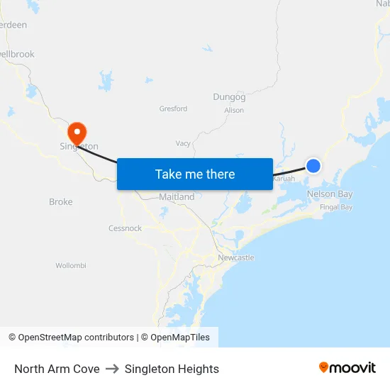 North Arm Cove to Singleton Heights map