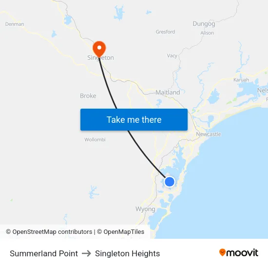 Summerland Point to Singleton Heights map