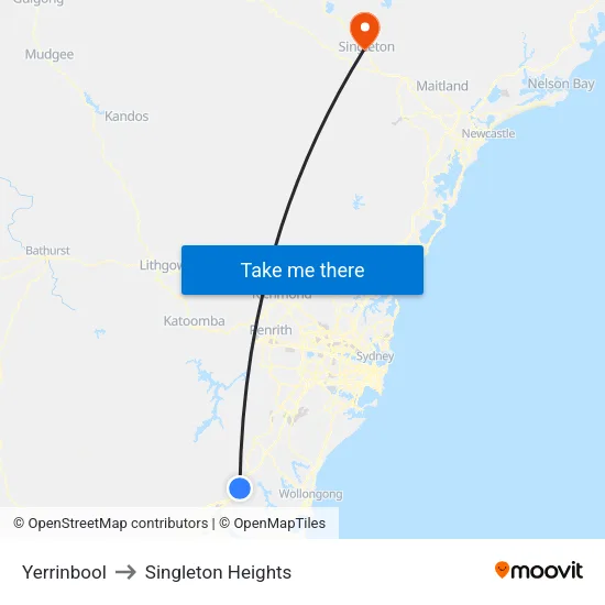Yerrinbool to Singleton Heights map