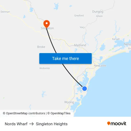 Nords Wharf to Singleton Heights map