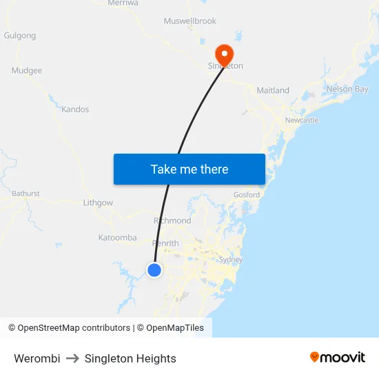 Werombi to Singleton Heights map