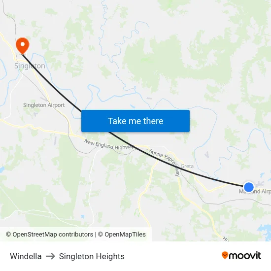 Windella to Singleton Heights map