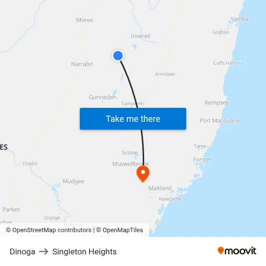 Dinoga to Singleton Heights map