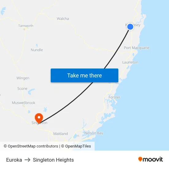 Euroka to Singleton Heights map