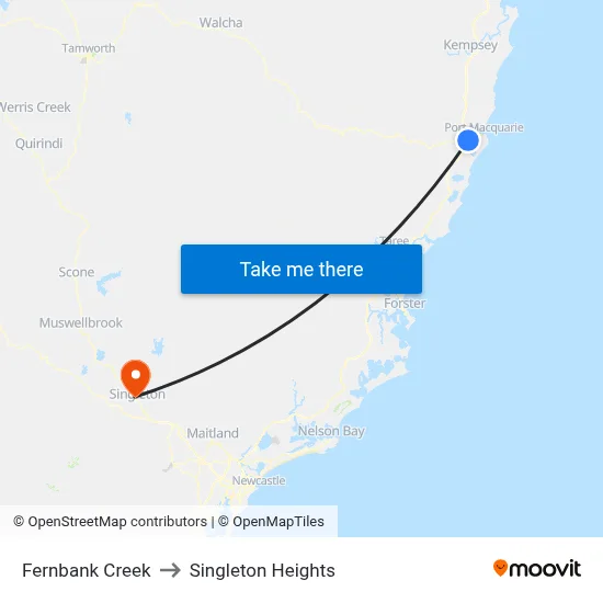 Fernbank Creek to Singleton Heights map