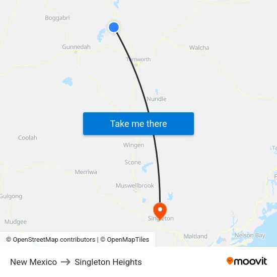 New Mexico to Singleton Heights map