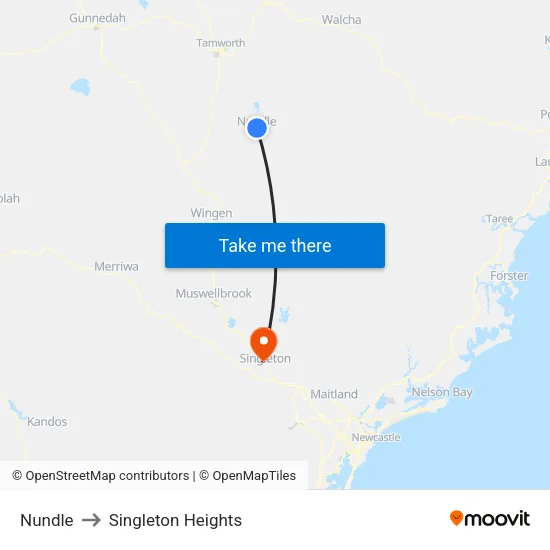 Nundle to Singleton Heights map