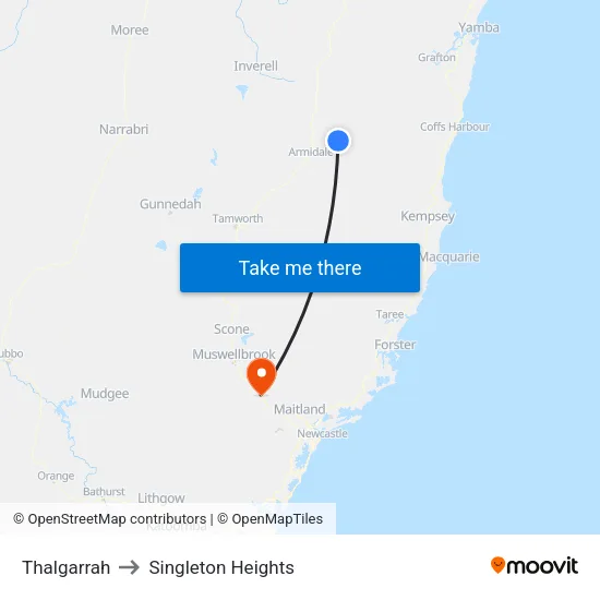 Thalgarrah to Singleton Heights map
