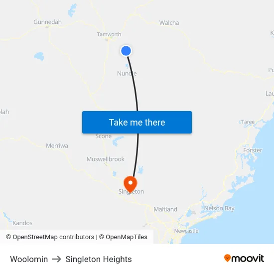 Woolomin to Singleton Heights map