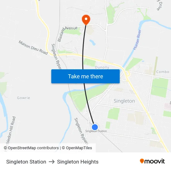 Singleton Station to Singleton Heights map