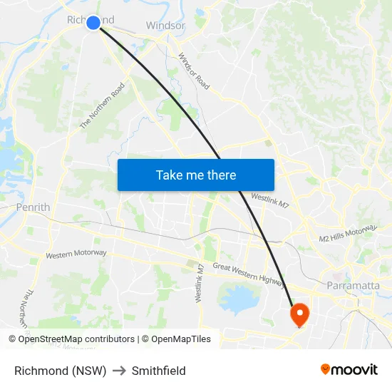 Richmond (NSW) to Smithfield map