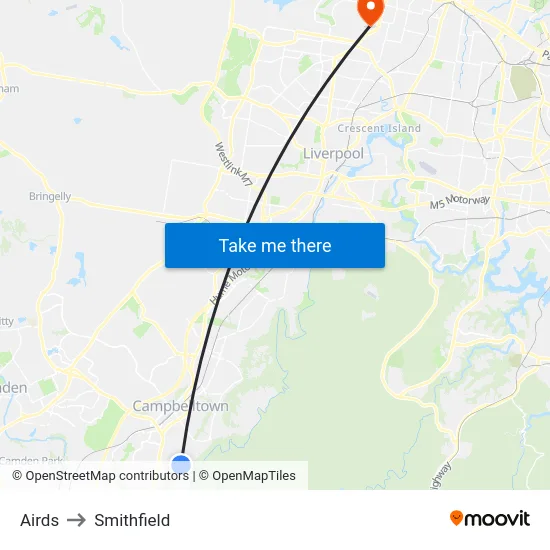 Airds to Smithfield map