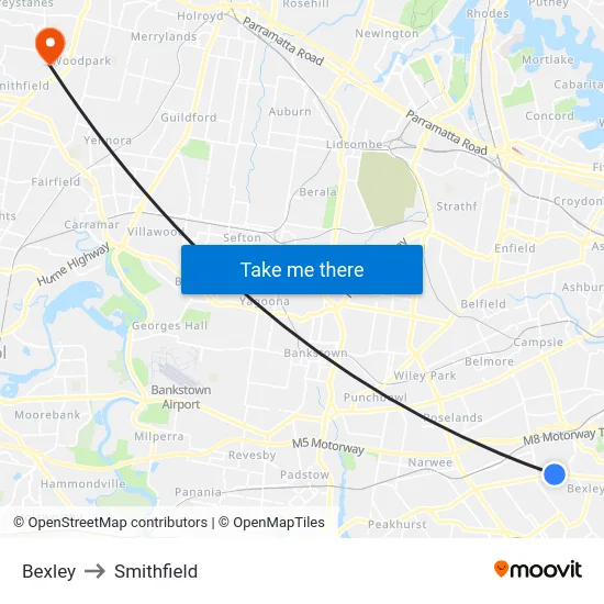 Bexley to Smithfield map