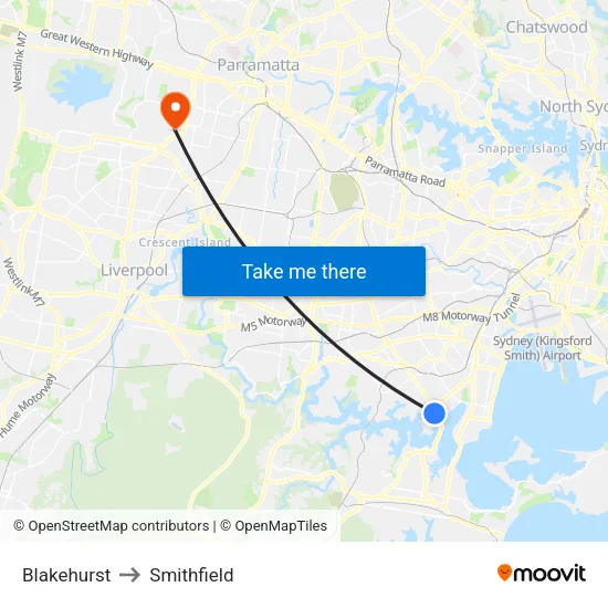 Blakehurst to Smithfield map