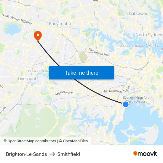 Brighton-Le-Sands to Smithfield map