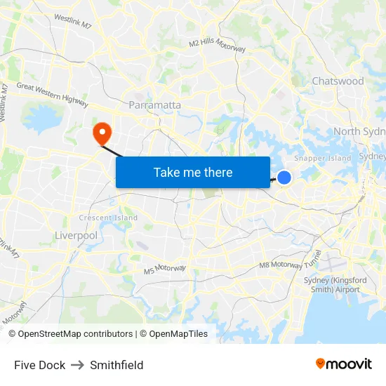 Five Dock to Smithfield map
