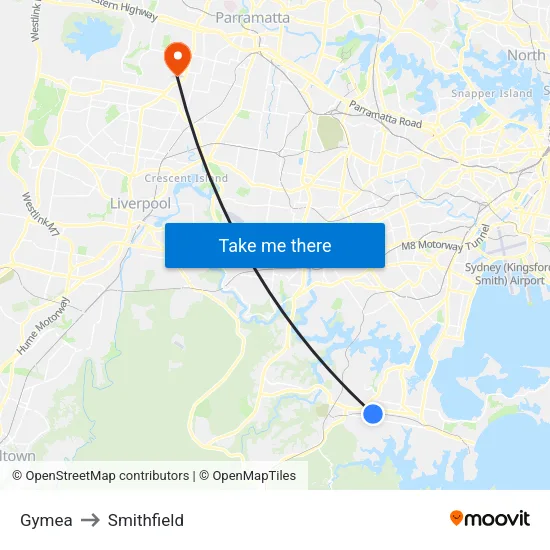 Gymea to Smithfield map