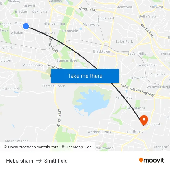 Hebersham to Smithfield map