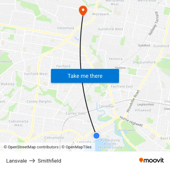 Lansvale to Smithfield map
