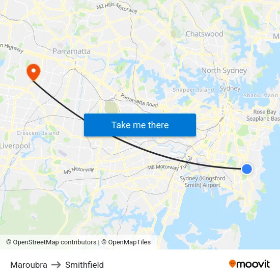 Maroubra to Smithfield map