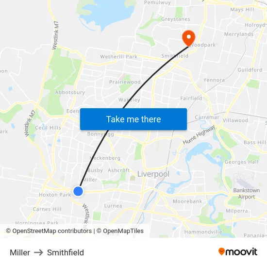 Miller to Smithfield map