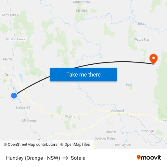 Huntley (Orange - NSW) to Sofala map