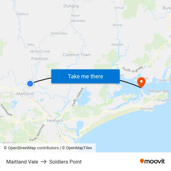 Maitland Vale to Soldiers Point map