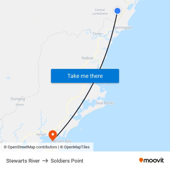 Stewarts River to Soldiers Point map