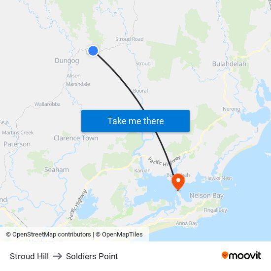 Stroud Hill to Soldiers Point map