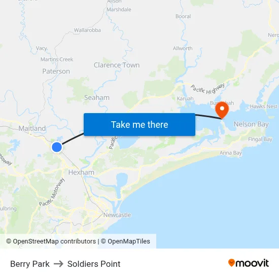 Berry Park to Soldiers Point map