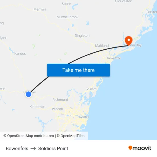 Bowenfels to Soldiers Point map