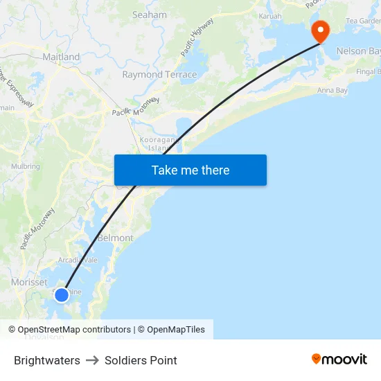Brightwaters to Soldiers Point map