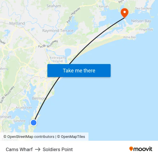 Cams Wharf to Soldiers Point map
