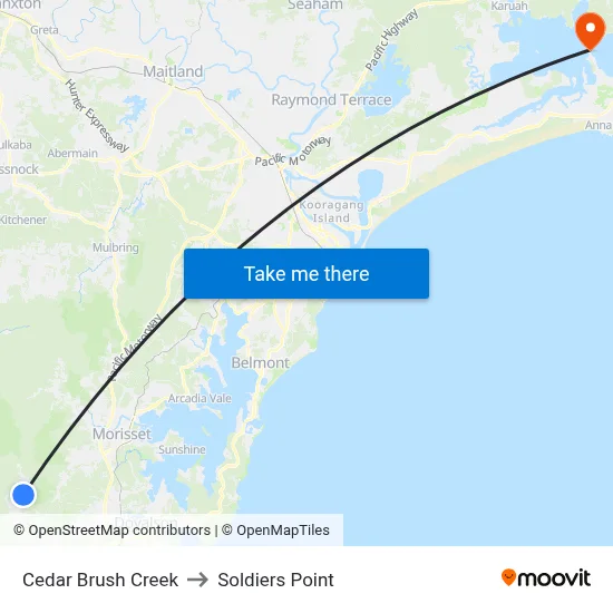 Cedar Brush Creek to Soldiers Point map