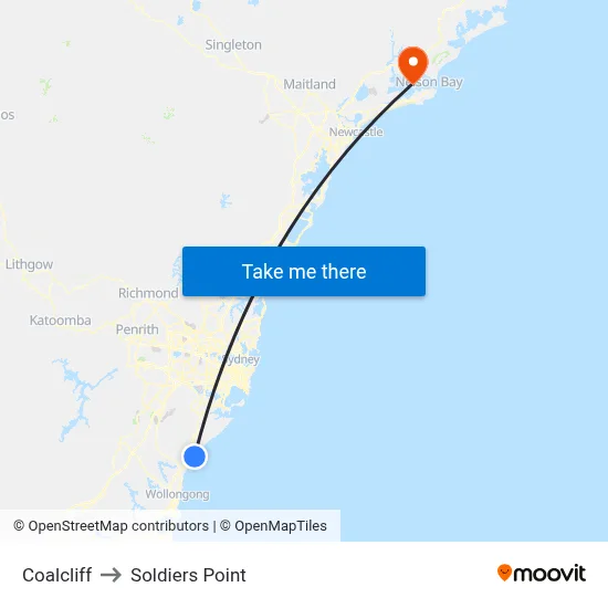 Coalcliff to Soldiers Point map
