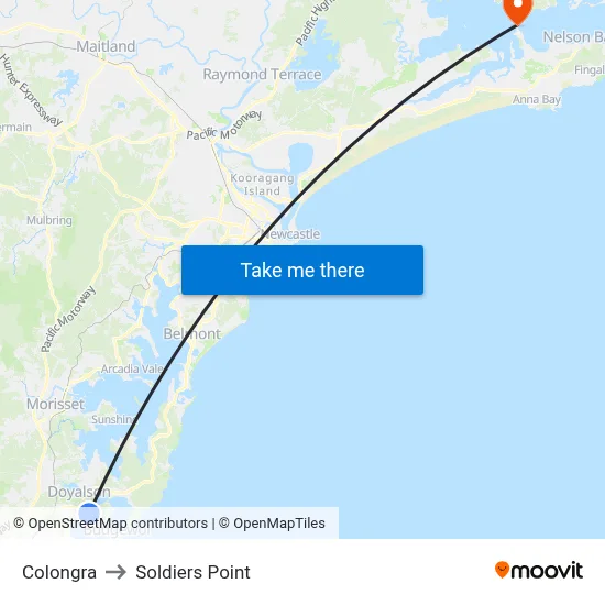 Colongra to Soldiers Point map