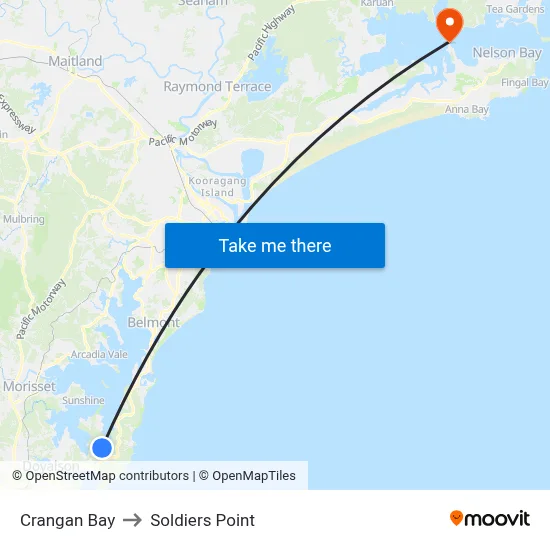 Crangan Bay to Soldiers Point map