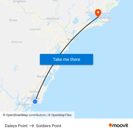 Daleys Point to Soldiers Point map