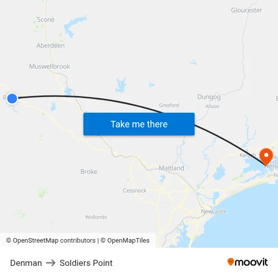 Denman to Soldiers Point map