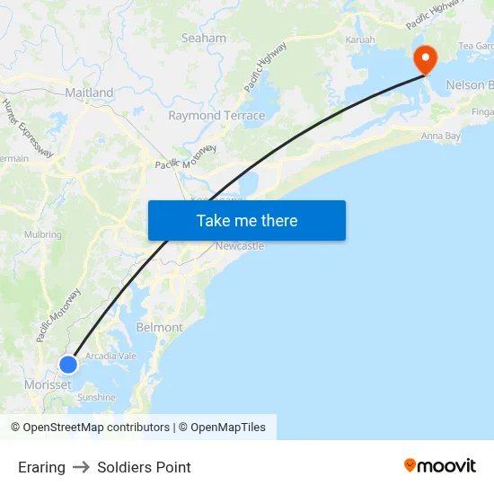 Eraring to Soldiers Point map