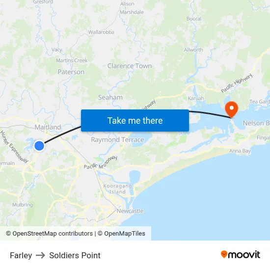 Farley to Soldiers Point map