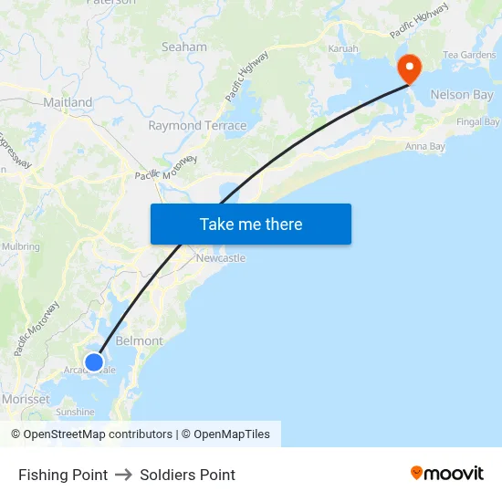 Fishing Point to Soldiers Point map
