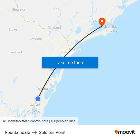 Fountaindale to Soldiers Point map
