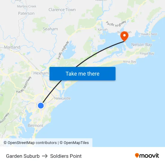 Garden Suburb to Soldiers Point map