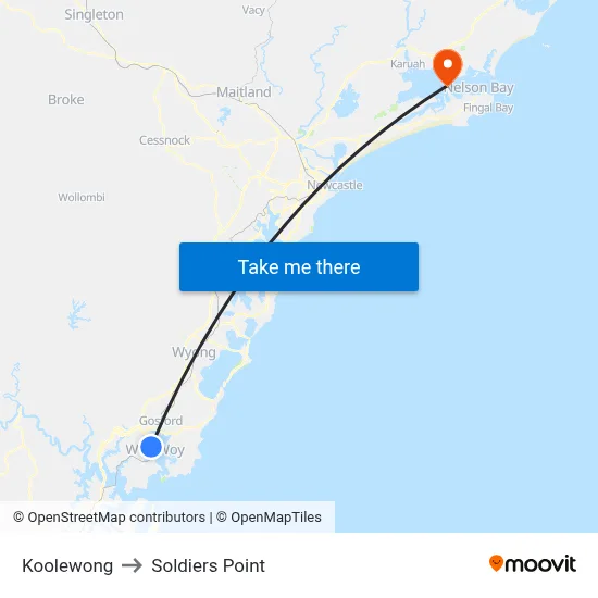 Koolewong to Soldiers Point map