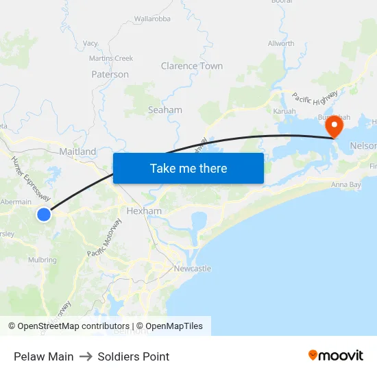 Pelaw Main to Soldiers Point map