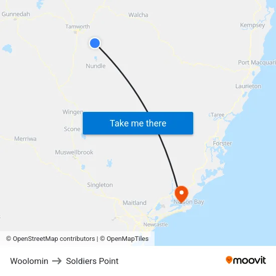 Woolomin to Soldiers Point map