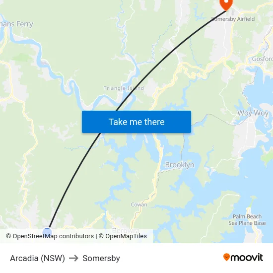 Arcadia (NSW) to Somersby map
