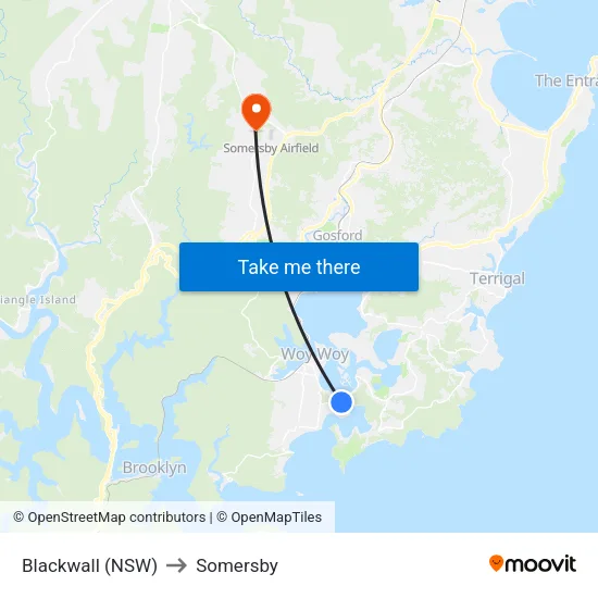 Blackwall (NSW) to Somersby map